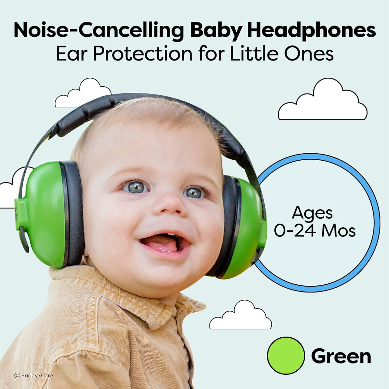 Friday 7Care Ear Protection Noise Cancelling Headphones (0-24 Months) - Green