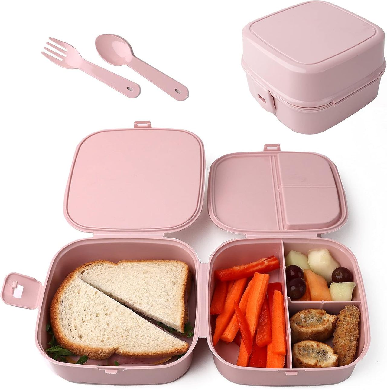 DIVCHI Portable Lunch Box for Kids & Adults (Light Pink)