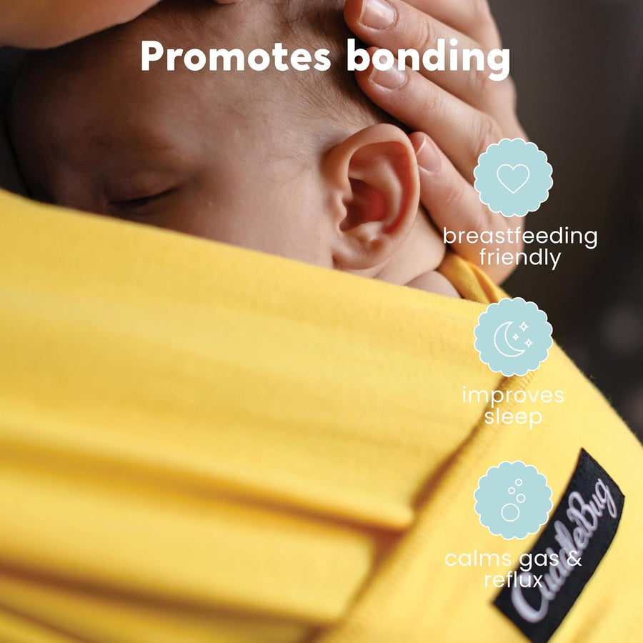 Cuddlebug Baby Wrap Carrier, Soft Stretchy Newborn Sling - 3-16 kg (Yellow)