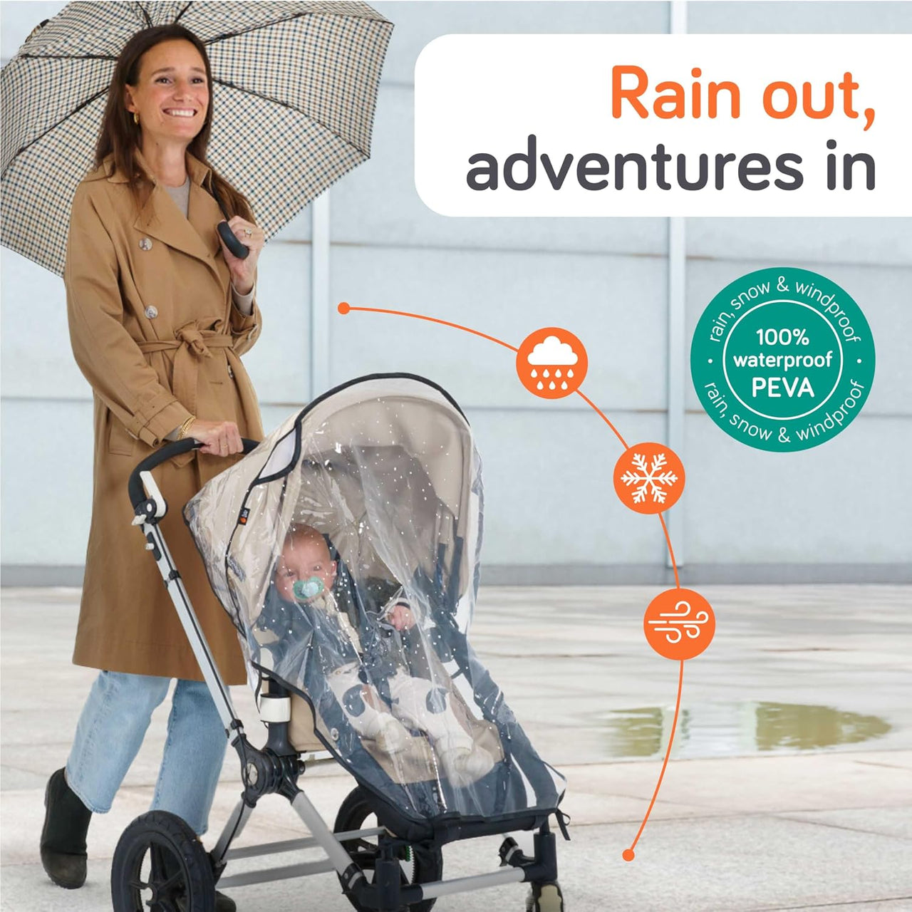 Baby Uma Universal Rain Cover for Pram - 100% Waterproof