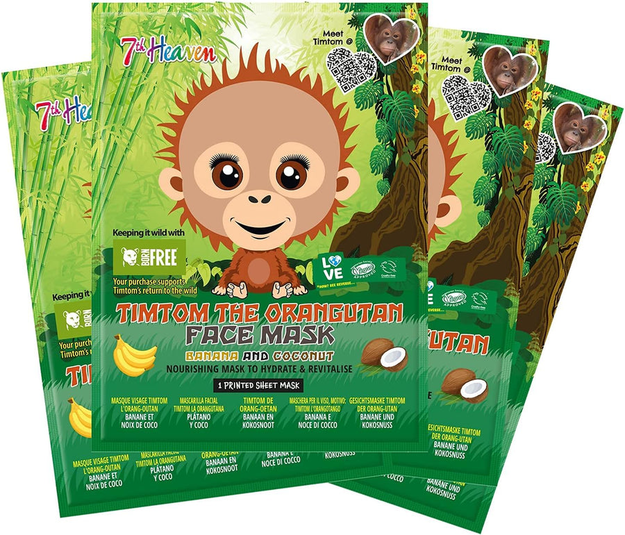 7th Heaven Born Free TimTom Orangutan Sheet Face Mask x12 pack