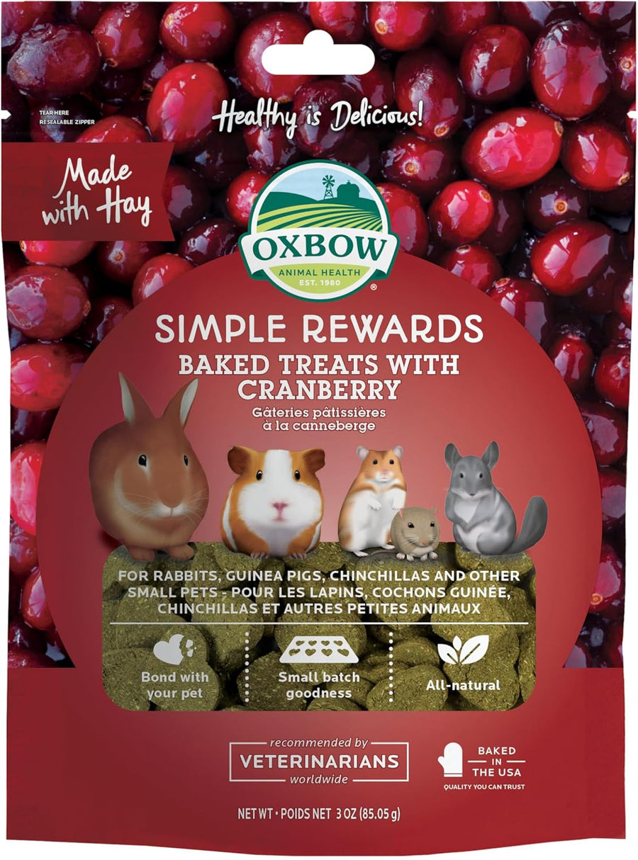 Oxbow Simple Rewards Baked Treats with Cranberry – Small Animal Treats