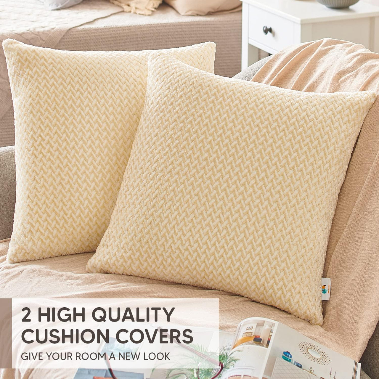 PAULEON Cushion Covers 2 Pack - 50x50cm Champagne