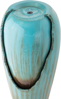 84 cm Tall Water Jar Fountain with LED Light - Turquoise - liquidation.store