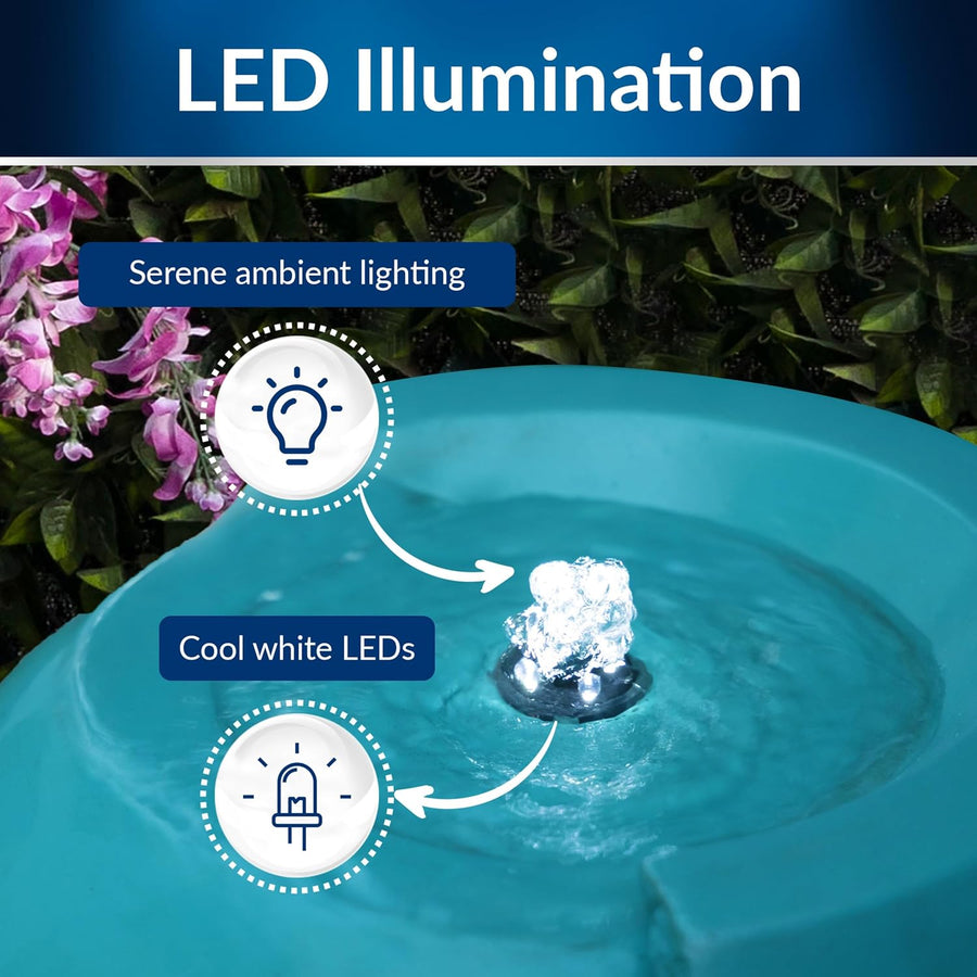 84 cm Tall Water Jar Fountain with LED Light - Turquoise - liquidation.store