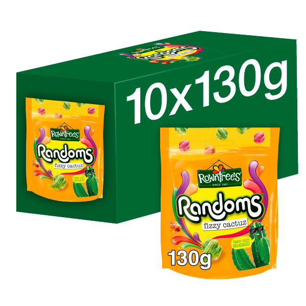 Rowntree's Randoms Fizzy Cactuz Sweets Sharing Bag 130g X 10 Packs