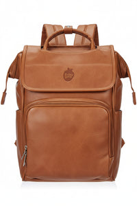 Baby Uma Vegan Leather Changing Bag Backpack - Brown, Multi-Compartment