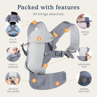 Beco Gemini Cool Mesh Baby Carrier Newborn to Toddler - Cool Grey Geometric