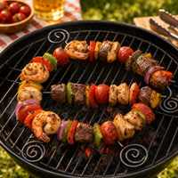 Set of 4 BBQ Twist Long Skewers - 15inch Non Stick