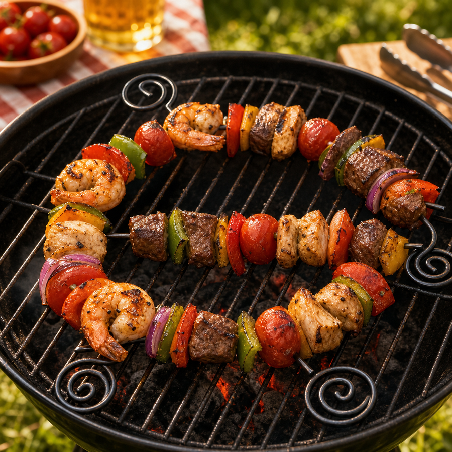 Set of 4 BBQ Twist Long Skewers - 15inch Non Stick