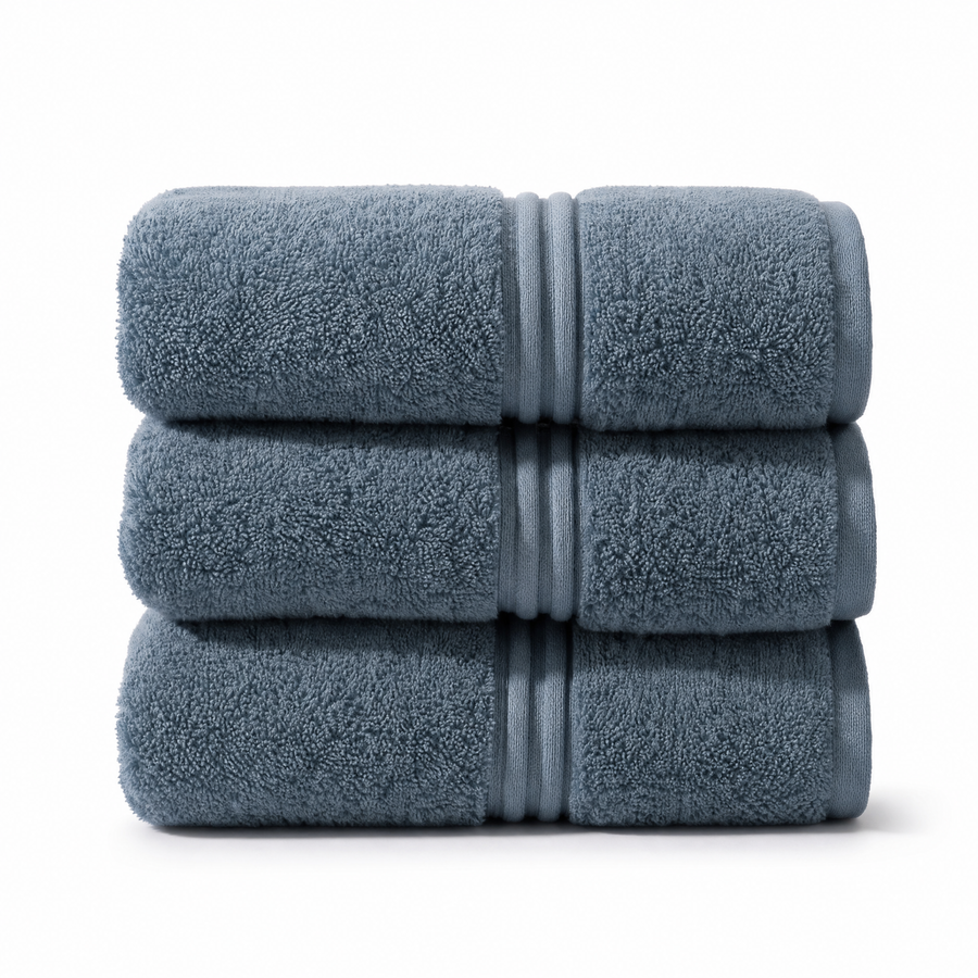 Lunar Oceans Plush Cotton Bath Towels (L) - Blue (3 Pack)