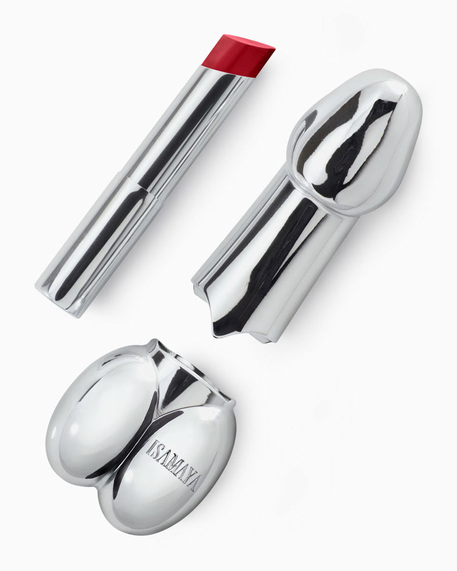 ISAMAYA Lips Refill in Cardinal flat lay packaging