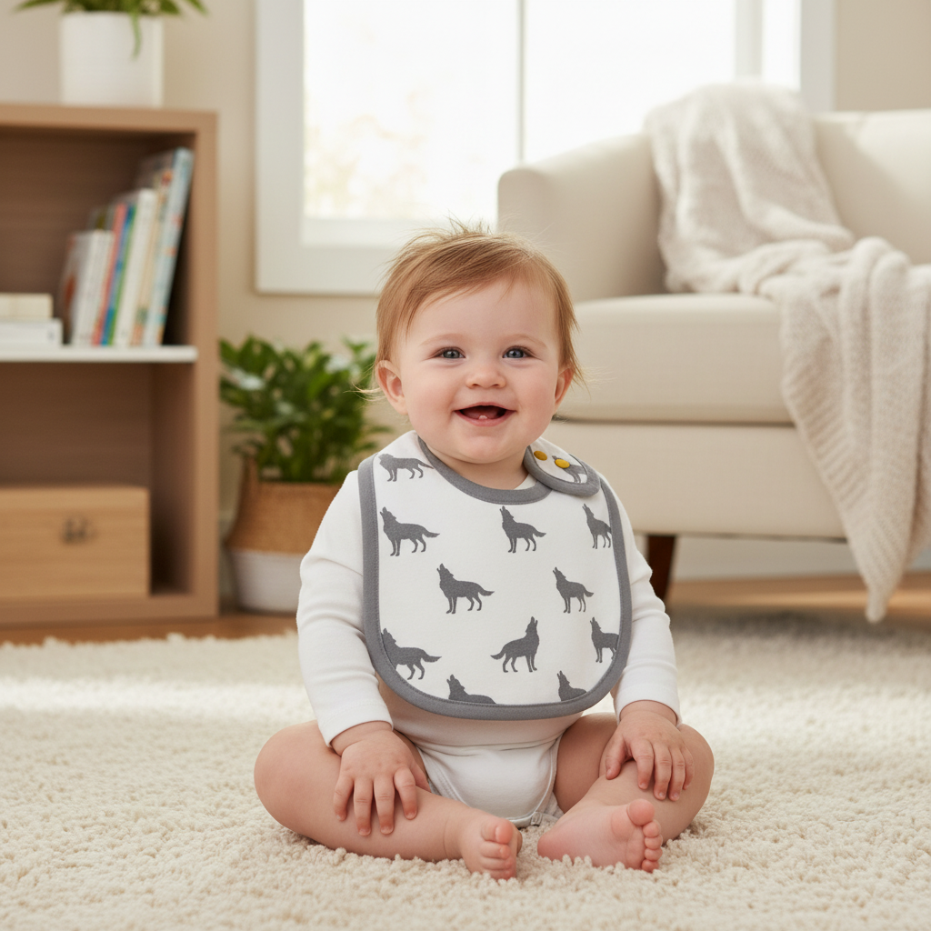 Monica + Andy Classic Cotton Bib - Grey Wolf