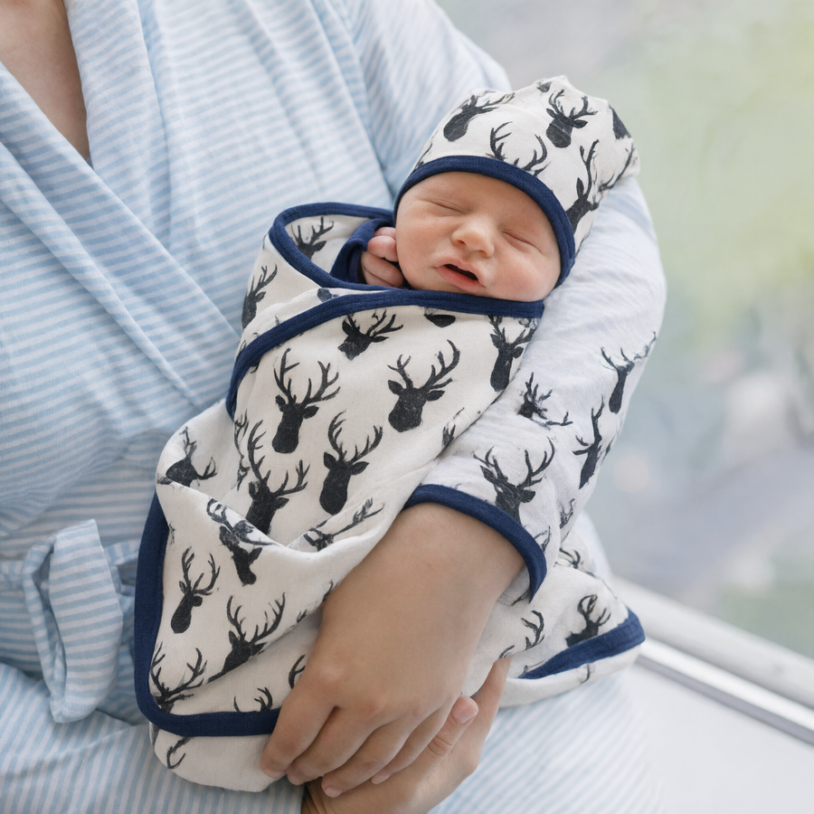 Monica + Andy Double Layer Coming Home Swaddle Blanket - Deer
