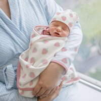 Monica + Andy Double Layer Coming Home Swaddle Blanket - Strawberry