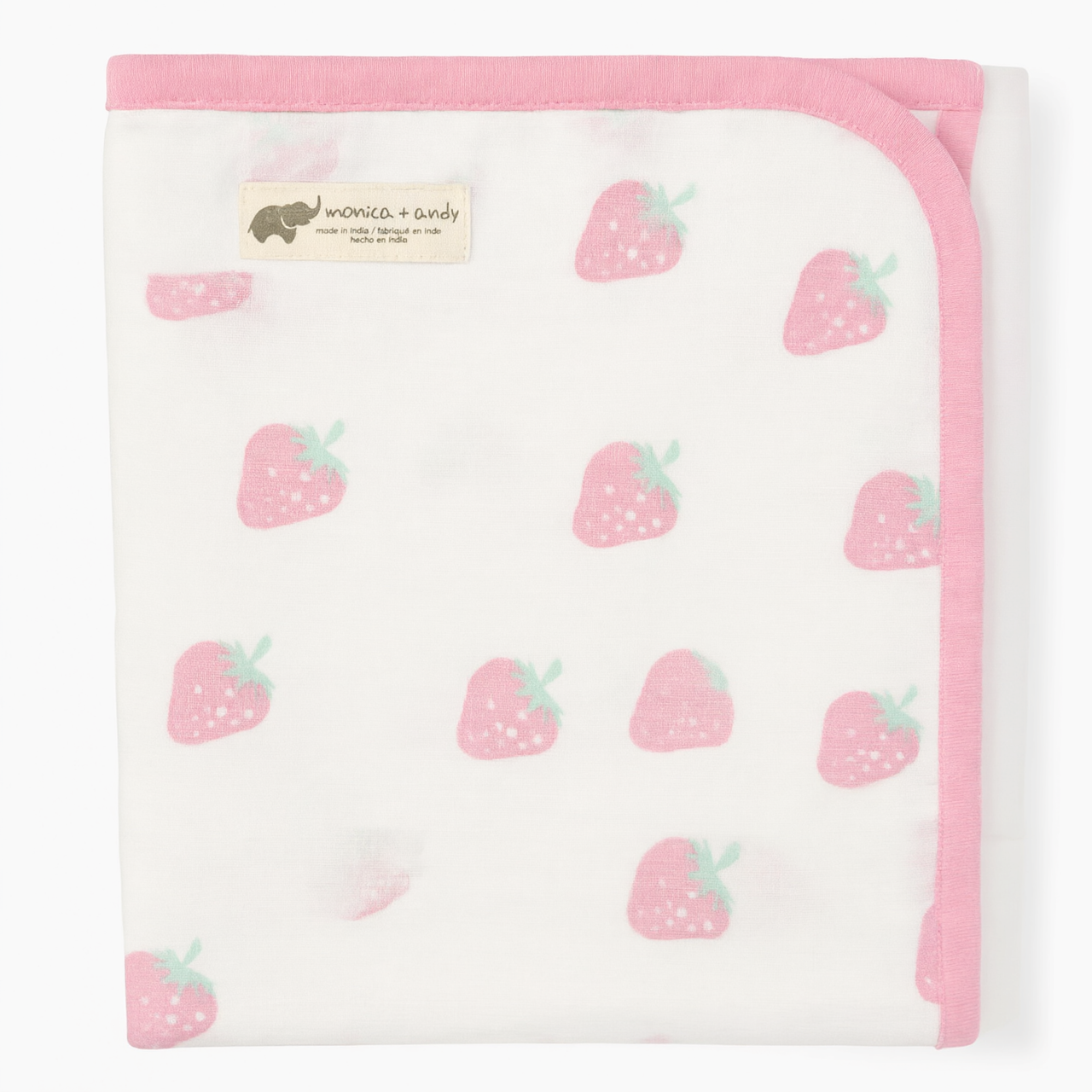 Monica + Andy Double Layer Coming Home Swaddle Blanket - Strawberry