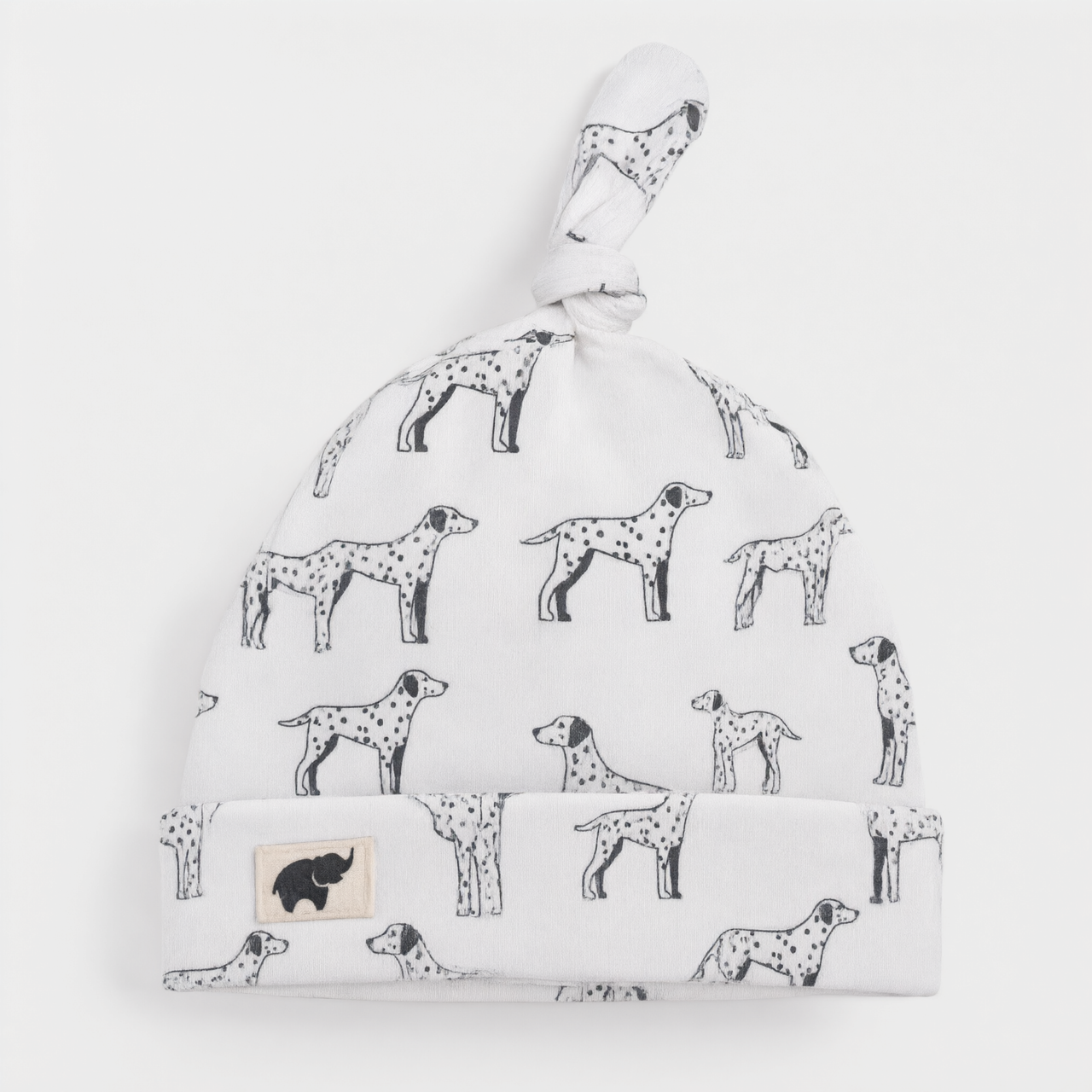 Monica + Andy Baby Top Knot Cap - Dalmatian (0-6M)