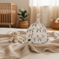Monica + Andy Baby Top Knot Cap - Dalmatian (0-6M)