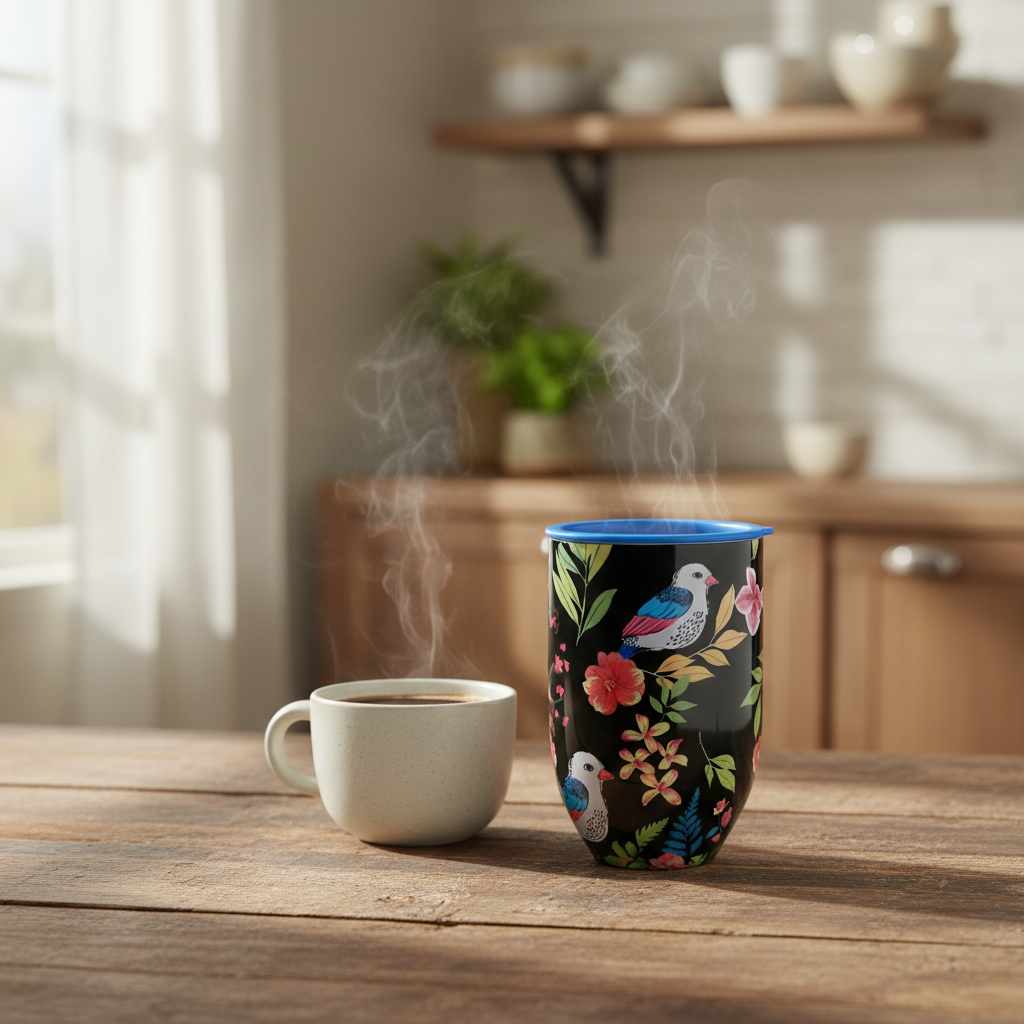 Happy Earth Stainless Steel Insulated Travel Mug - 350ml (Love Birds)