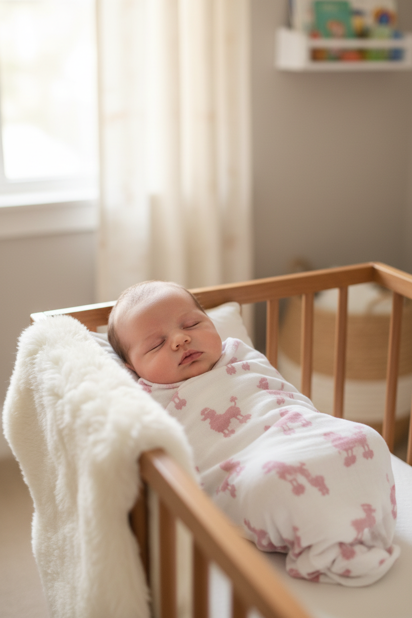 Monica + Andy Single Layer Muslin Swaddle Blanket - Pink Poodle