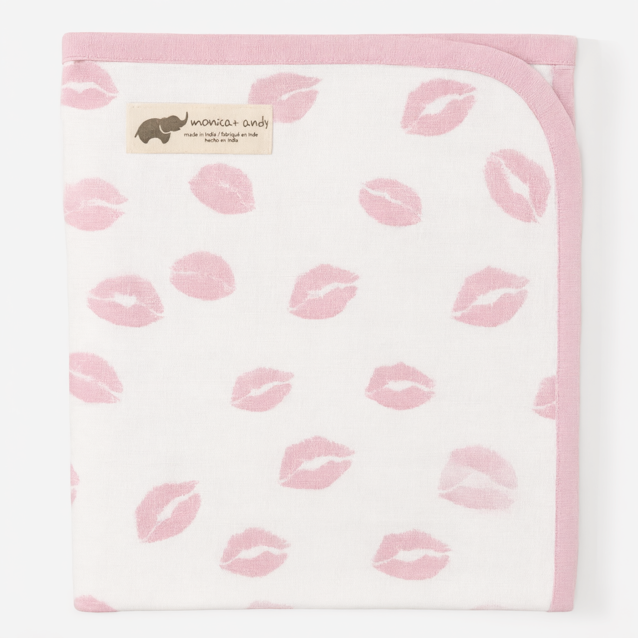 Monica + Andy Double Layer Coming Home Swaddle Blanket - Pink Lips