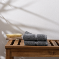 Lunar Oceans Plush Cotton Face Cloth (Pair) - Grey