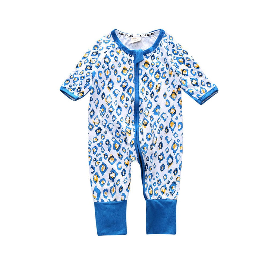 Kids Tales Blue Snow Leopard Baby Zip Sleepsuit - Various Sizes