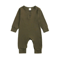 Olive Henley-Style Baby Sleepsuit (Various Sizes)