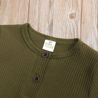 Olive Henley-Style Baby Sleepsuit (Various Sizes)