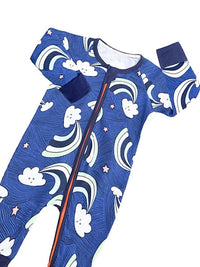 Happy Clouds Zip Baby Sleepsuit with Feet Cuffs (Various Sizes)