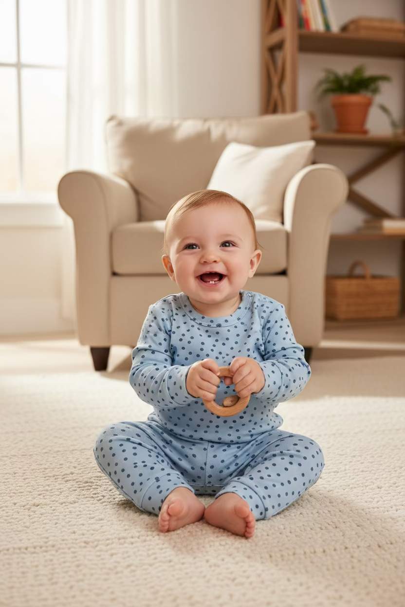 Blue Polka Dot Baby Pyjama Set (Various Sizes)
