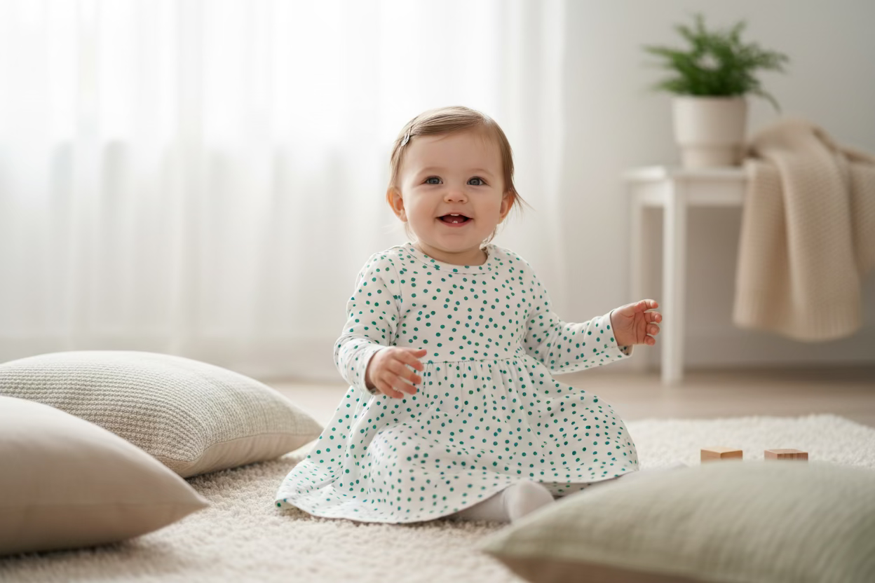 Baby Girl Polka Dot Long Sleeve Dress (Various Sizes)