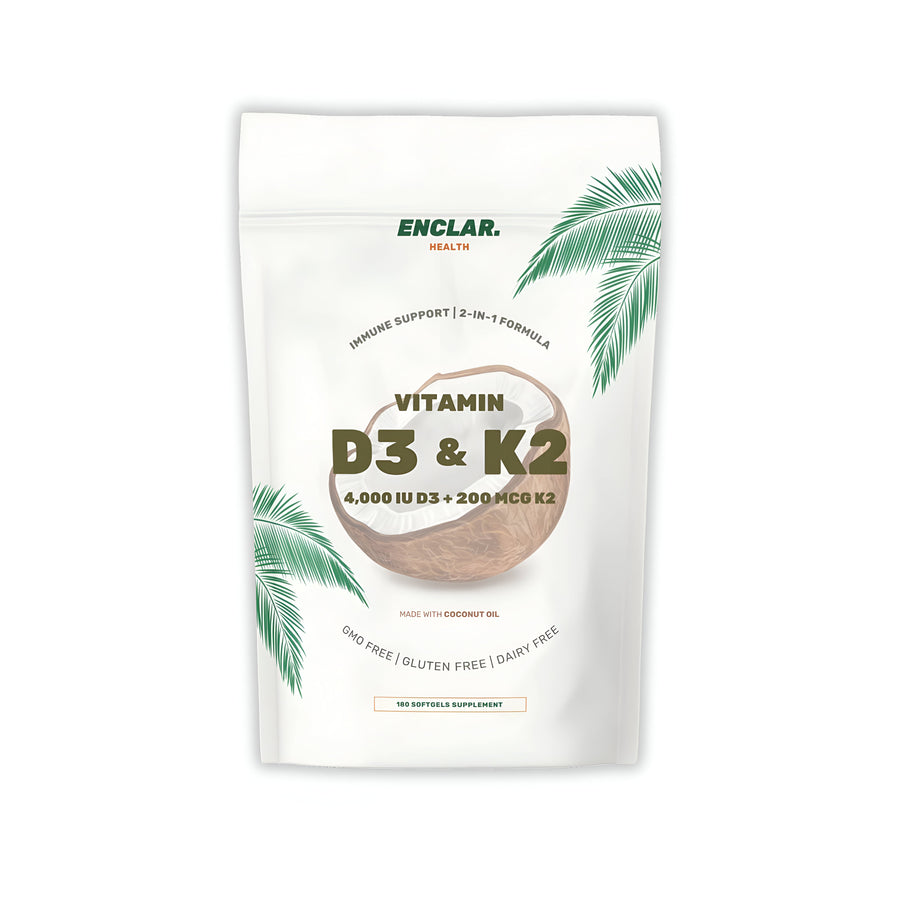 Enclar Health Vitamin D3 + K2 Softgels close up