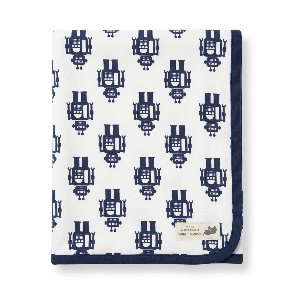 Monica + Andy Cotton Lycra Blanket - Robots
