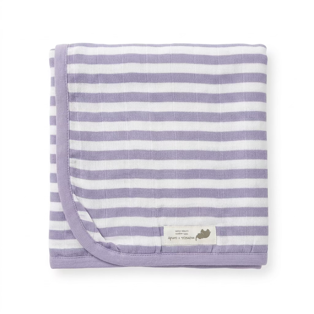 Monica + Andy Single Layer Muslin Swaddle Blanket - Purple Stripes