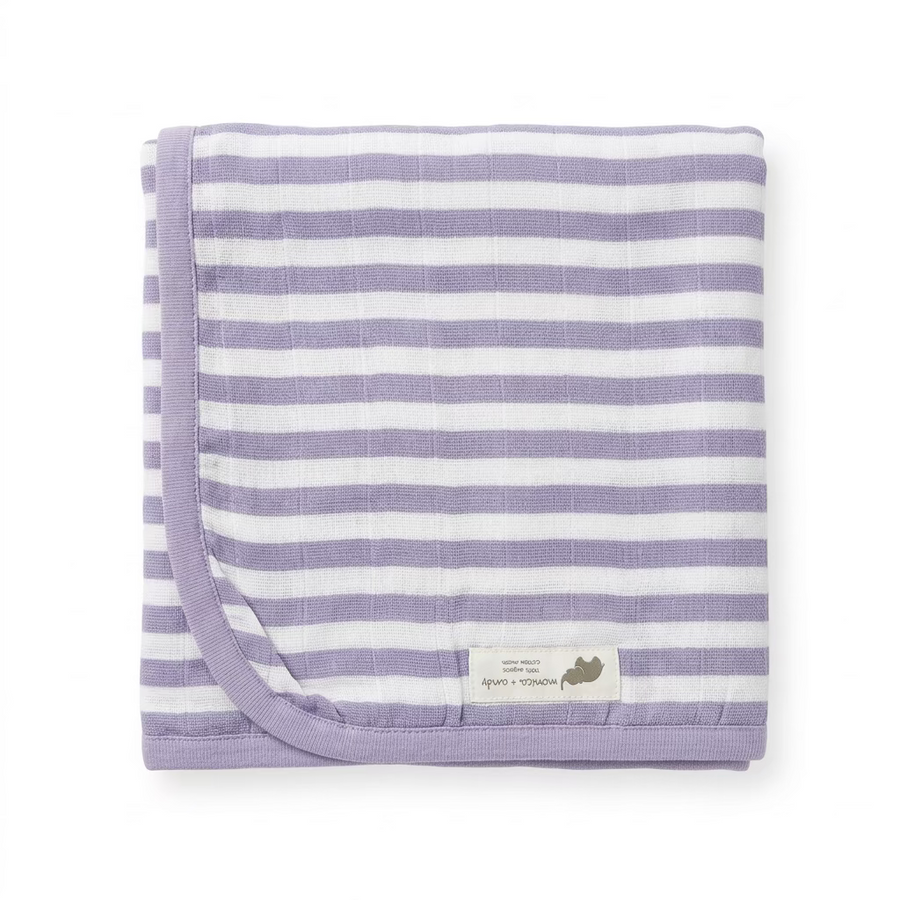 Monica + Andy Single Layer Muslin Swaddle Blanket - Purple Stripes