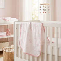 Monica + Andy Single Layer Muslin Swaddle Blanket - Pink Cats
