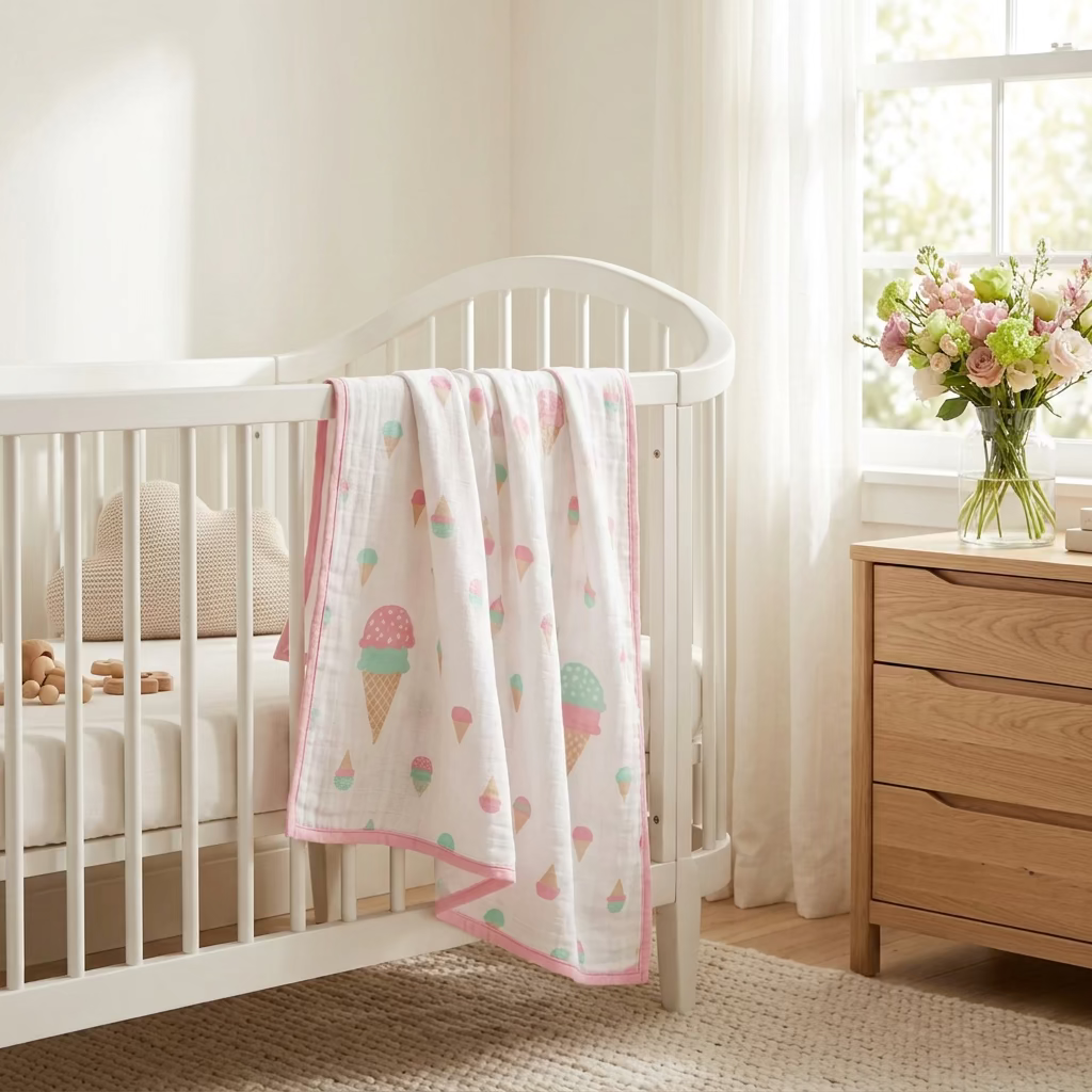 Monica + Andy Single Layer Muslin Swaddle Blanket - Ice Cream