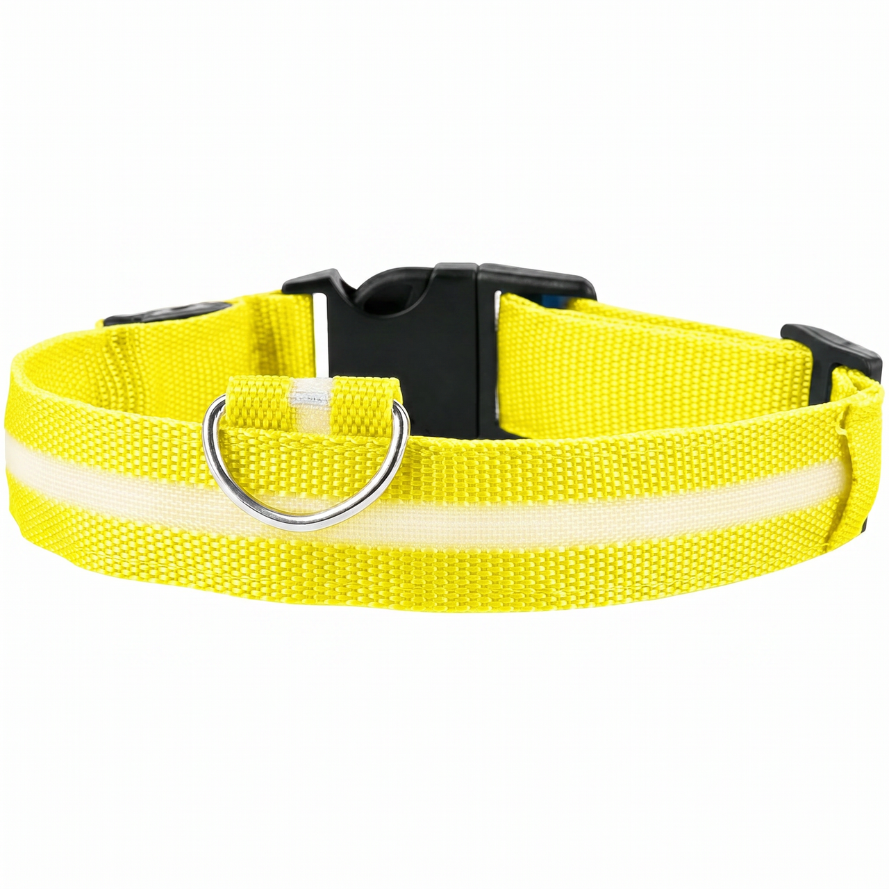 Rechargeable & Adjustable LED Dog Collar - Yellow (Medium 40-48cm)