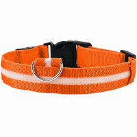 Rechargeable & Adjustable LED Dog Collar - Orange (Medium 40-48cm)