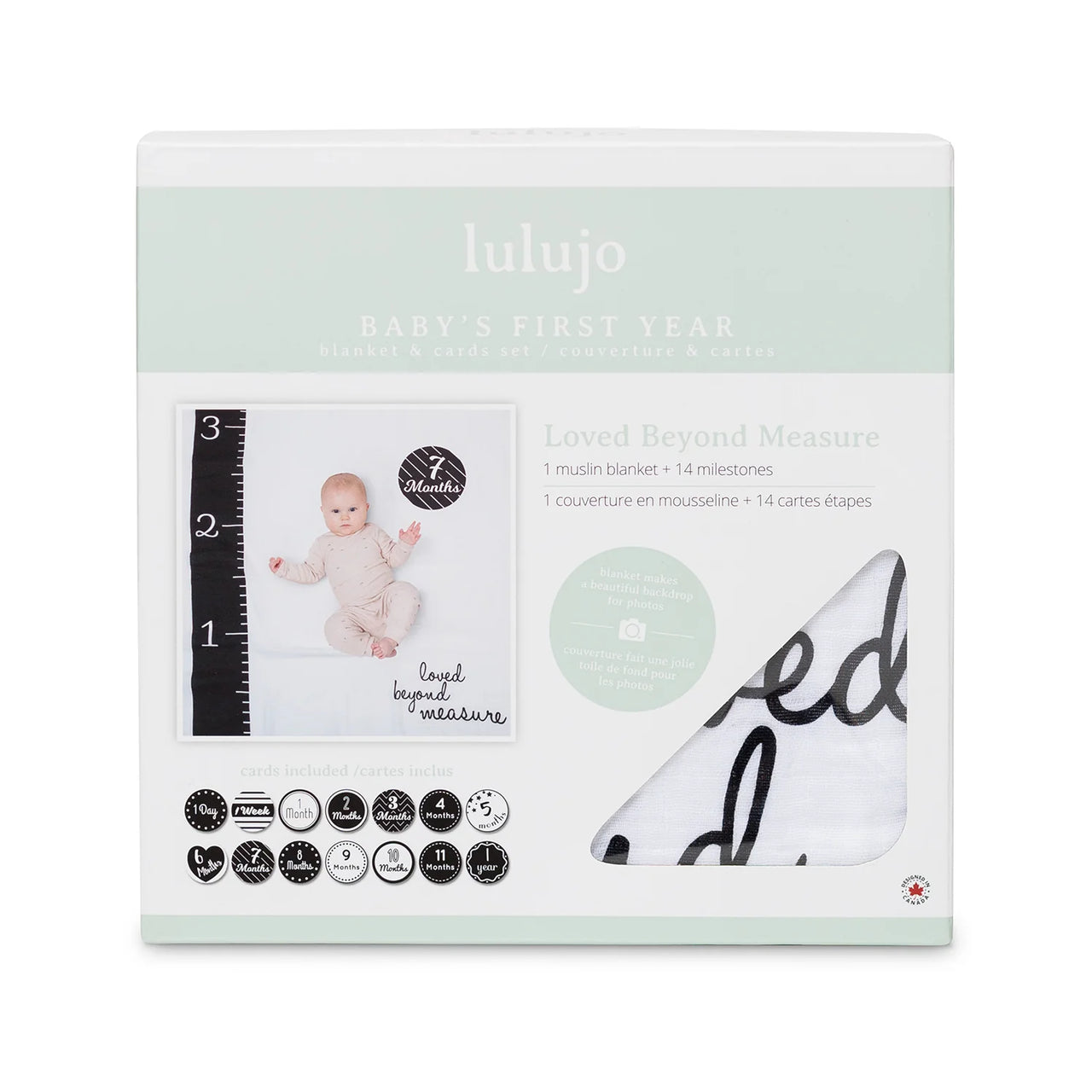 Lulujo Muslin Swaddle & Cards Gift Set- Loved Beyond Measure