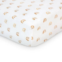 Lulujo - Cotton Muslin Cot Sheet - Rainbows