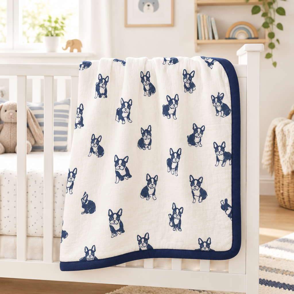 Monica + Andy Single Layer Muslin Swaddle Blanket - Bull Dog