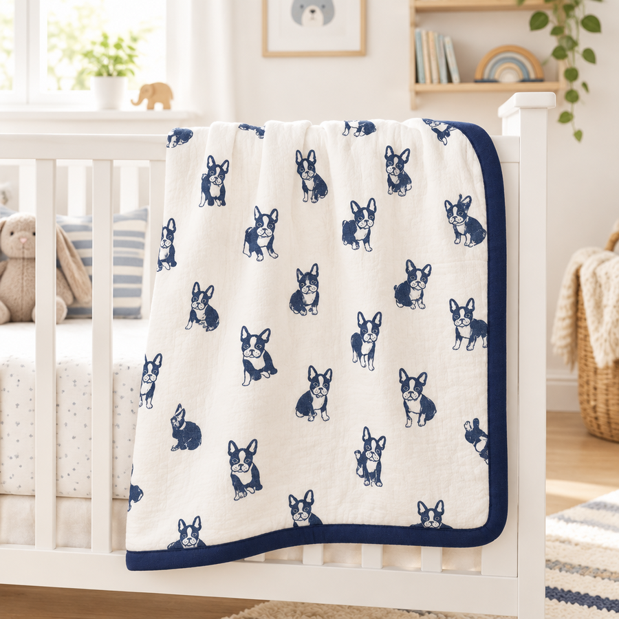 Monica + Andy Single Layer Muslin Swaddle Blanket - Bull Dog