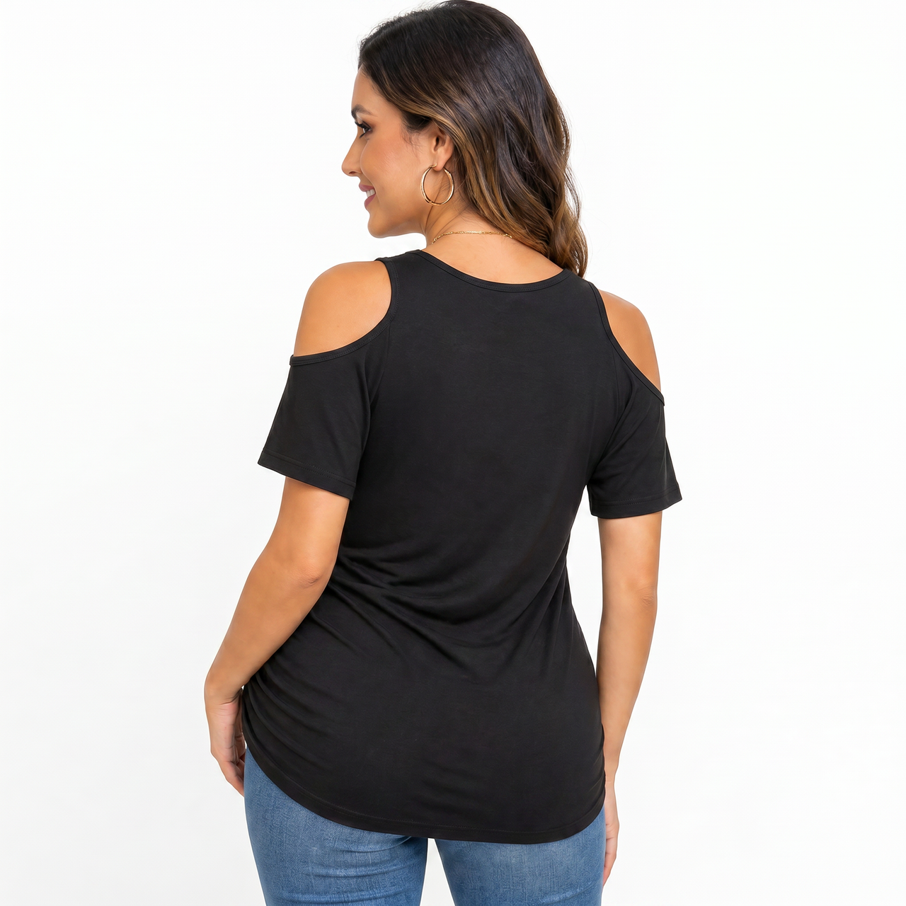 Snuggz Maternity - Black Cold Shoulder T-Shirt (Various Sizes)