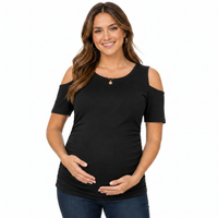 Snuggz Maternity - Black Cold Shoulder T-Shirt (Various Sizes)