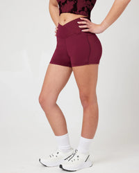 SnuggzFit High-Waisted Pocket Workout Shorts - Mulberry