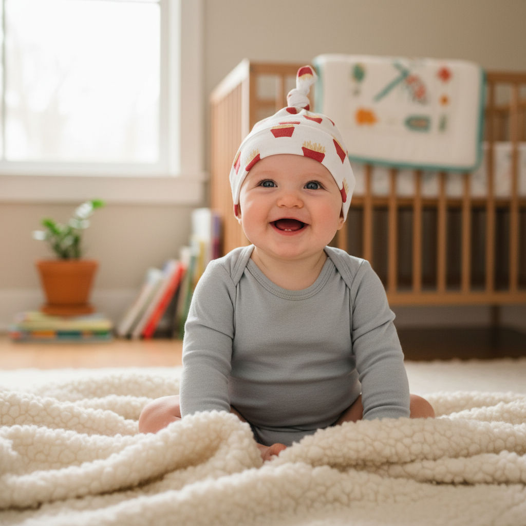 Monica + Andy Baby Top Knot Cap - Chips (0-6M)