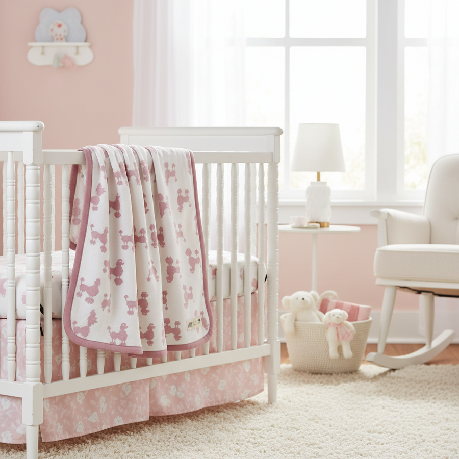 Monica + Andy Double Layer Coming Home Swaddle Blanket - Pink Poodle