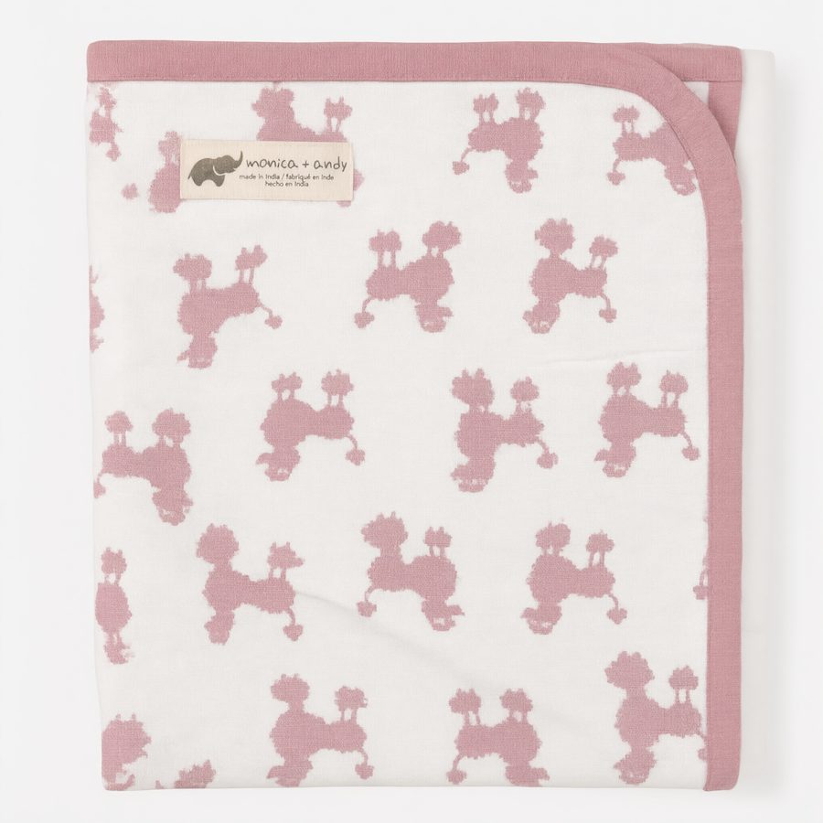 Monica + Andy Double Layer Coming Home Swaddle Blanket - Pink Poodle